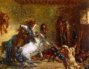 Eugene Delacroix Arab Horses Fighting in a Stable France oil painting reproduction